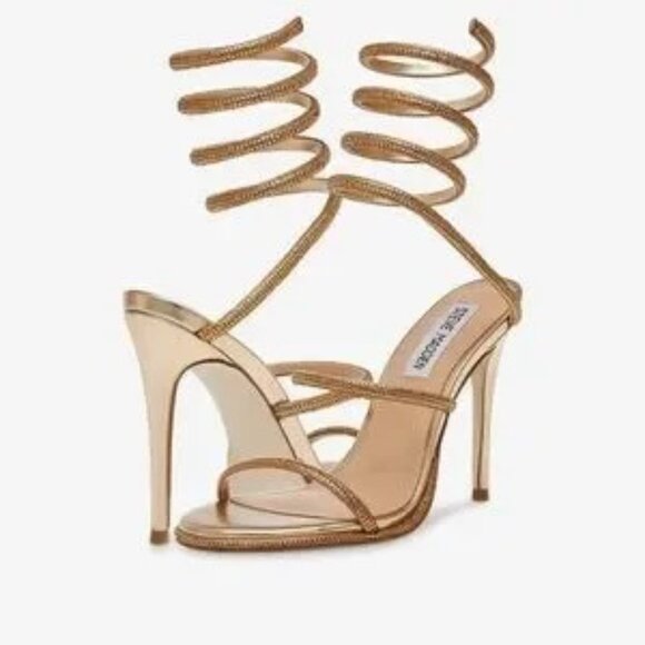 Steve Madden Shoes - Steve Madden Bronze Exotica Ankle Wrap Stiletto Dress Sandals SZ 8